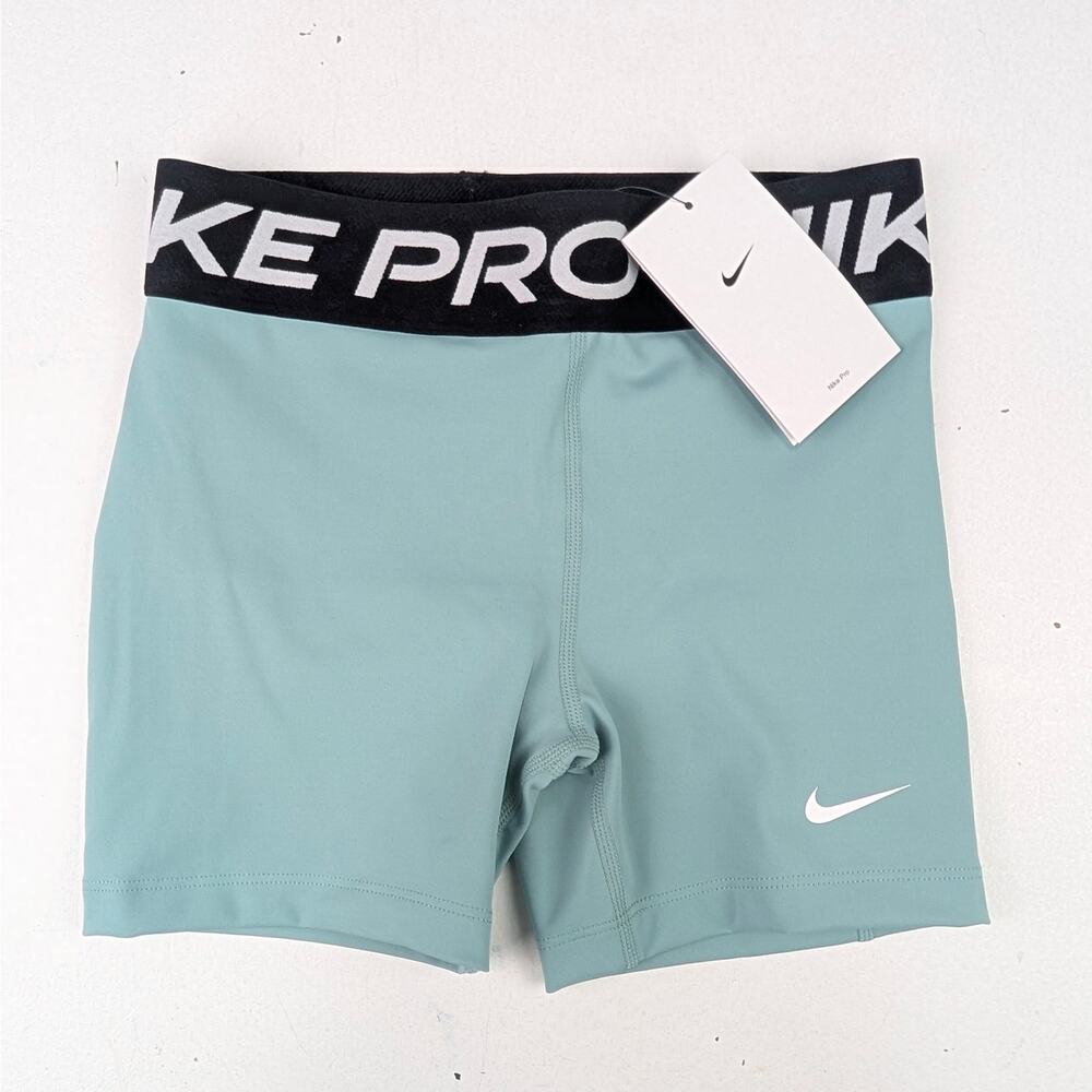 Nike Pro Girls Large Dri-Fit 3" Biker Shorts - Cannon (green)